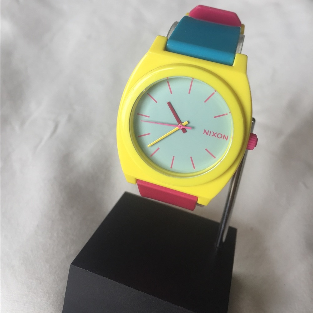 Pink, yellow, & blue Nixon Time Teller