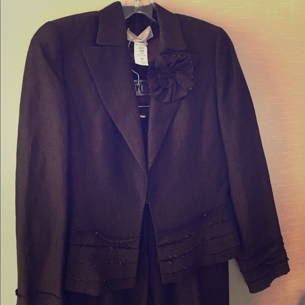 French Brown linen suit , jacket and pants.