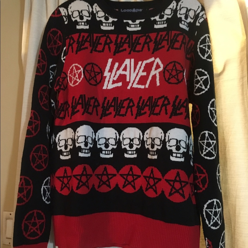 Locoape Slayer Sweater skulls pentagram large new