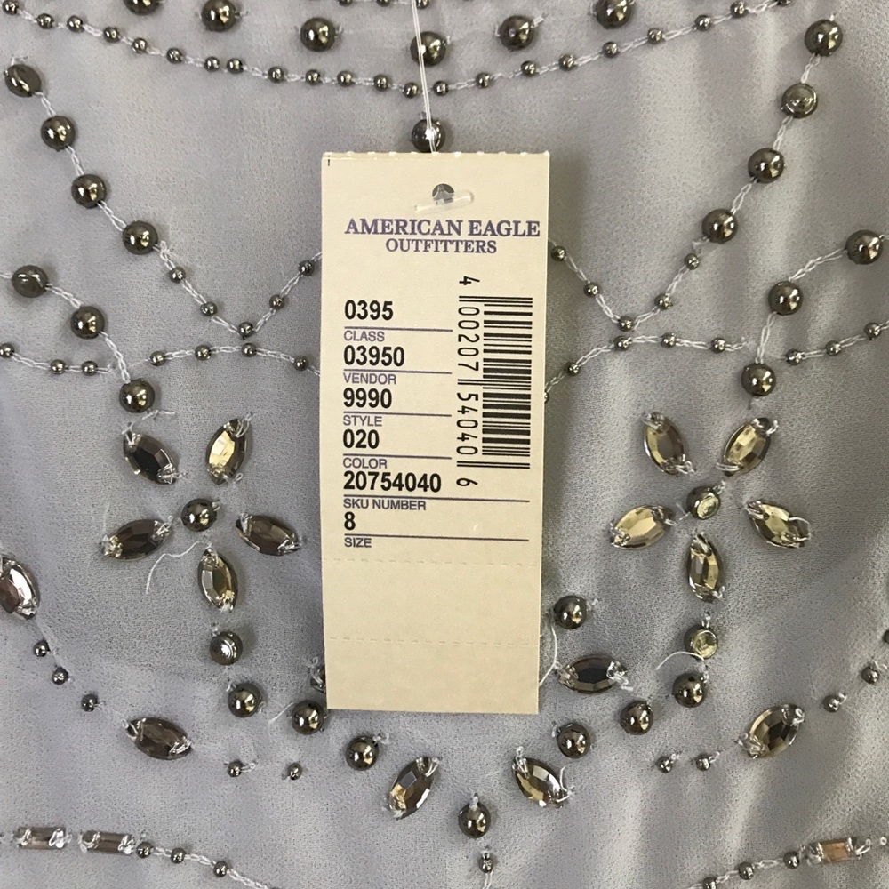 NWT American Eagle light gray beaded dress sz 8 - Picture 4 of 4
