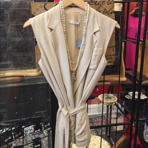 Prada linen natural cream belted vest
