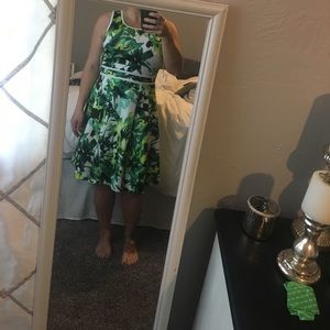 Green tropical Floral dress