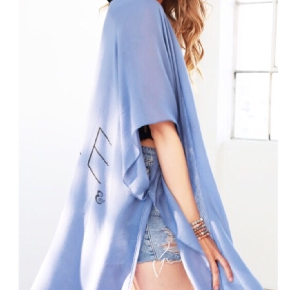 Boho kimono/blue/tassels/oversized