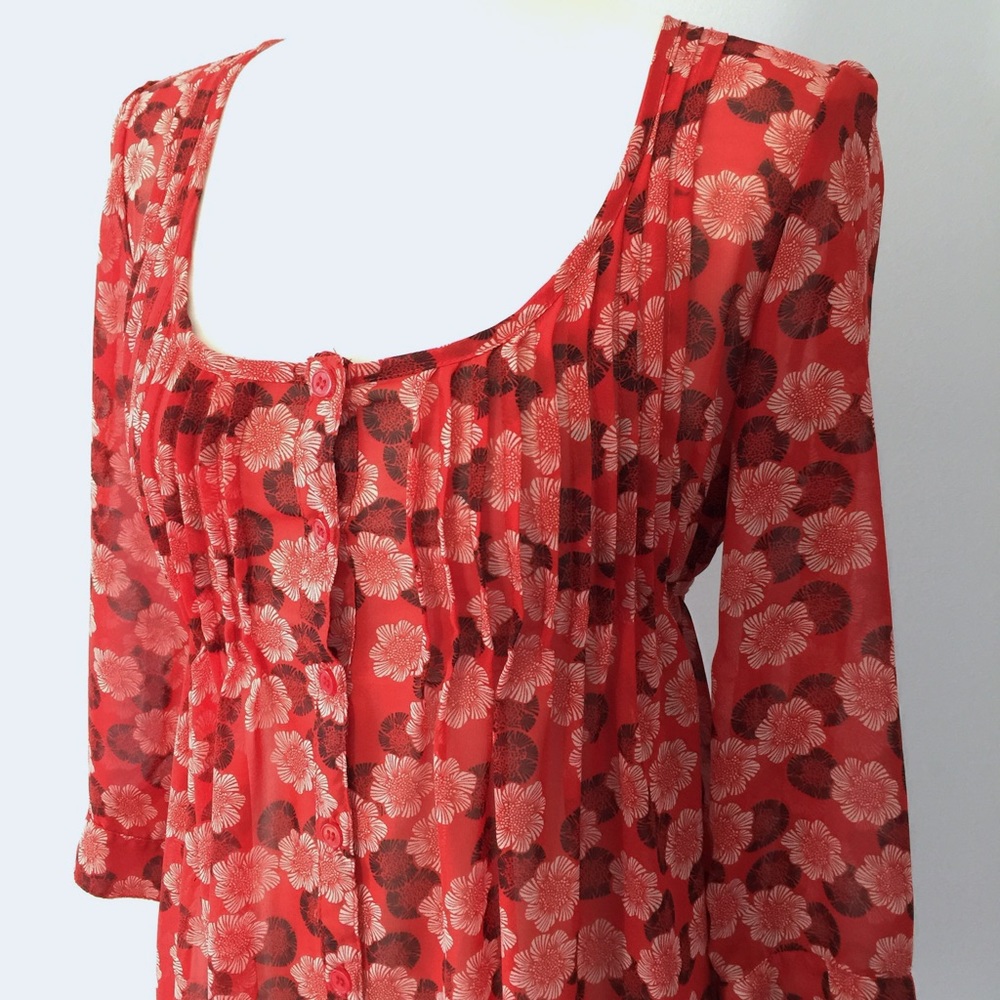 Floral and Flowy: Button-up Tunic with Ties