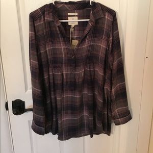 American Eagle Plaid Half Button Down Flannel