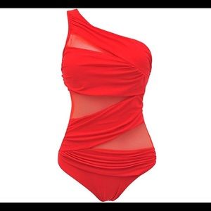 🛑One Piece Red Monokini Off-shoulder