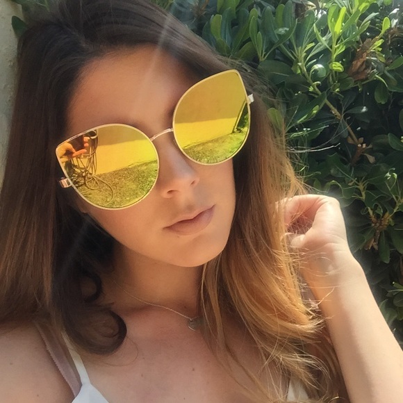 Lemon Lime Mirrored Oversized Cat Eye Sunglasses - Picture 4 of 8