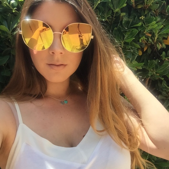 Lemon Lime Mirrored Oversized Cat Eye Sunglasses - Picture 8 of 8