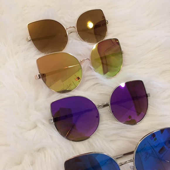 Lemon Lime Mirrored Oversized Cat Eye Sunglasses - Picture 5 of 8