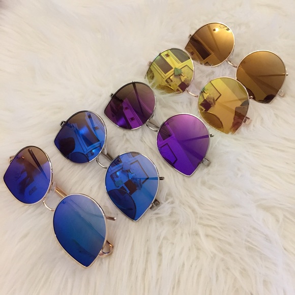 Lemon Lime Mirrored Oversized Cat Eye Sunglasses - Picture 7 of 8