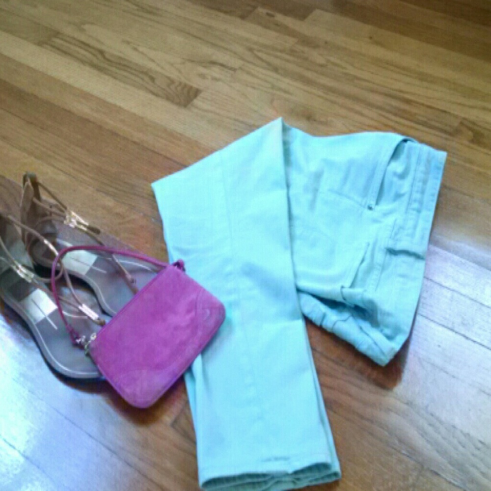 J Crew ankle length toothpick MINT/sea green Jeans