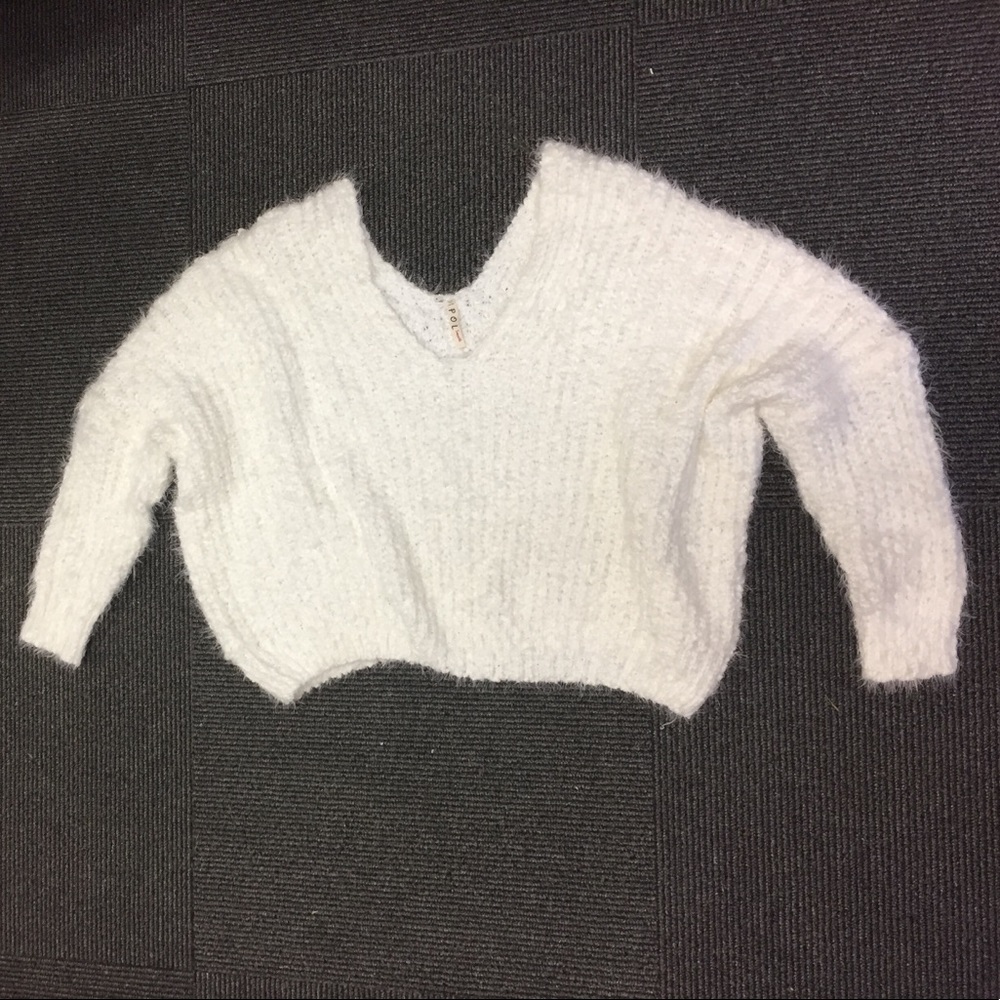 soft, cropped, off the shoulder, white sweater