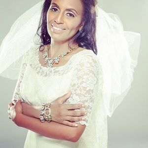 Vintage 60's lace snd satin wedding dress
