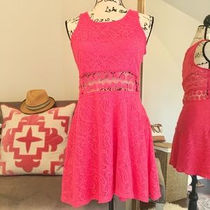 Lace detail skater dress.