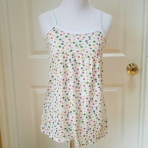 🔴Ivory white floral empire tank top. Size S.