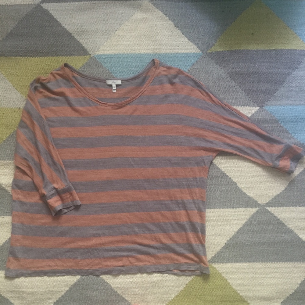 Joie super soft linen top with Rust/Grey Size M