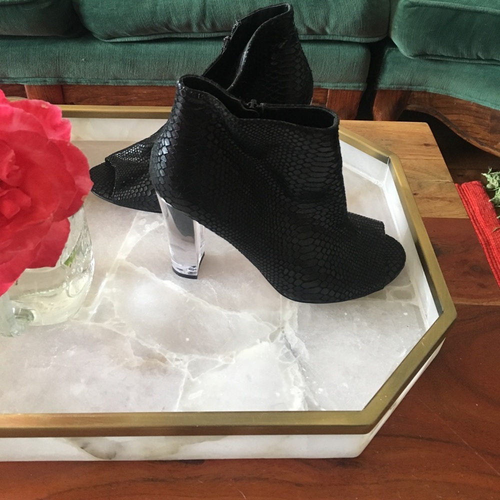 Lucite heel ankle boot