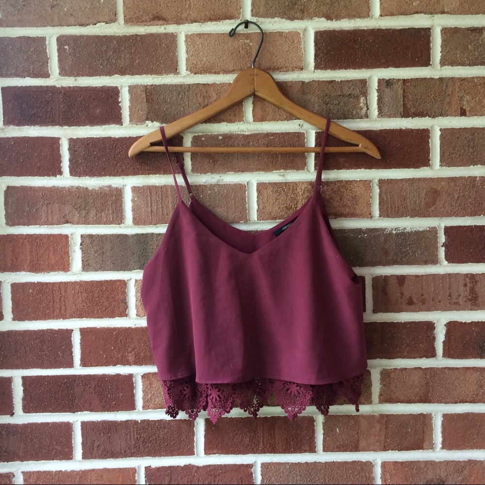 F21 maroon crop top