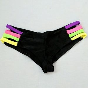 Neon strap banded booty shorts