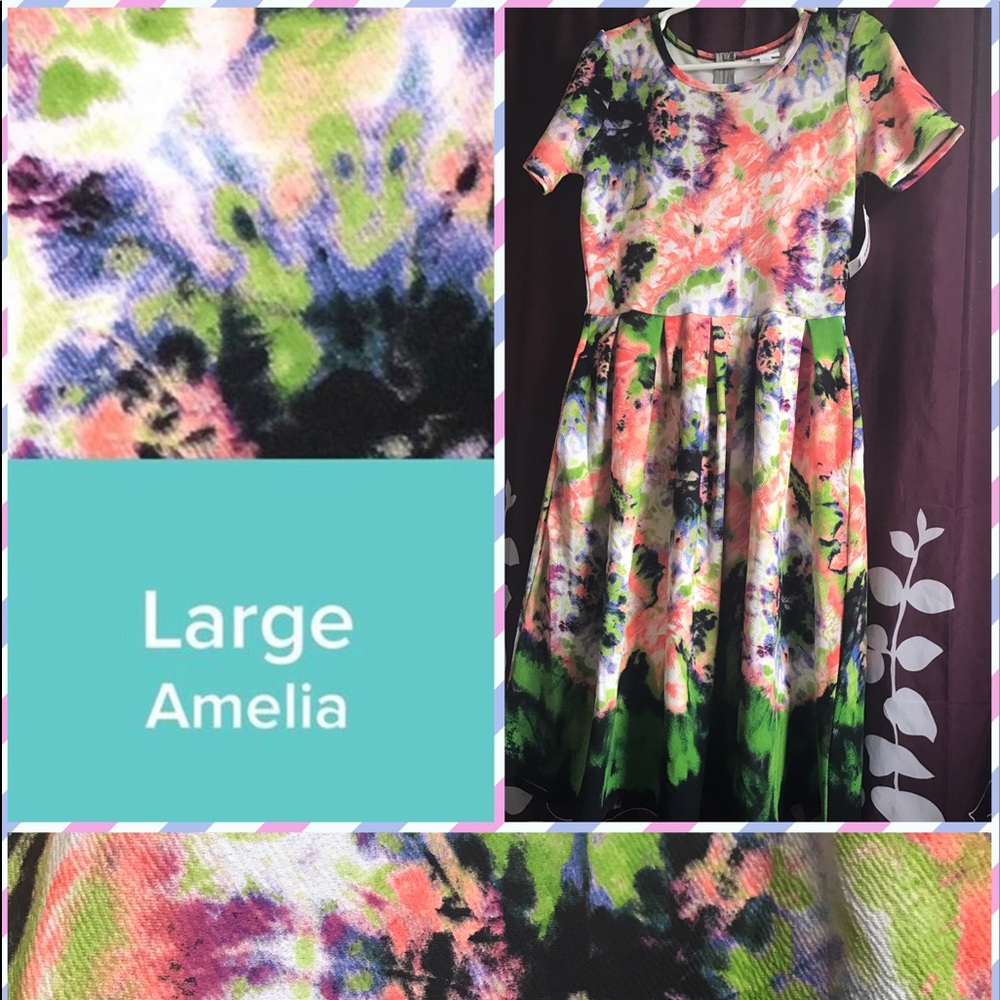 Lularoe Garden Watercolor Tie Dye Amelia Large
