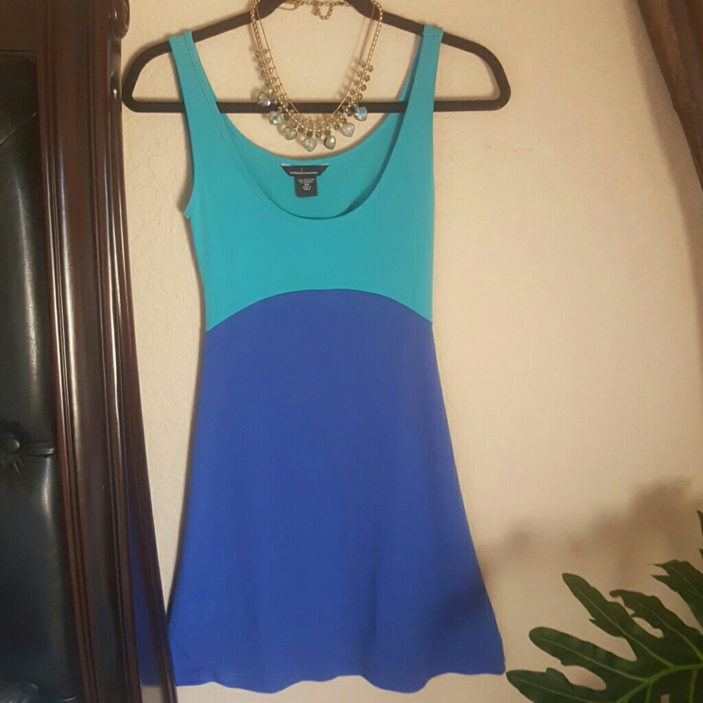 Retro aqua and deep blue sexy summer dress
