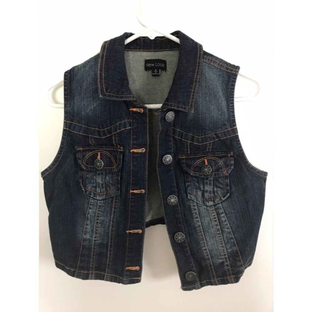 Dark Denim Jean Vest New Look Sz M