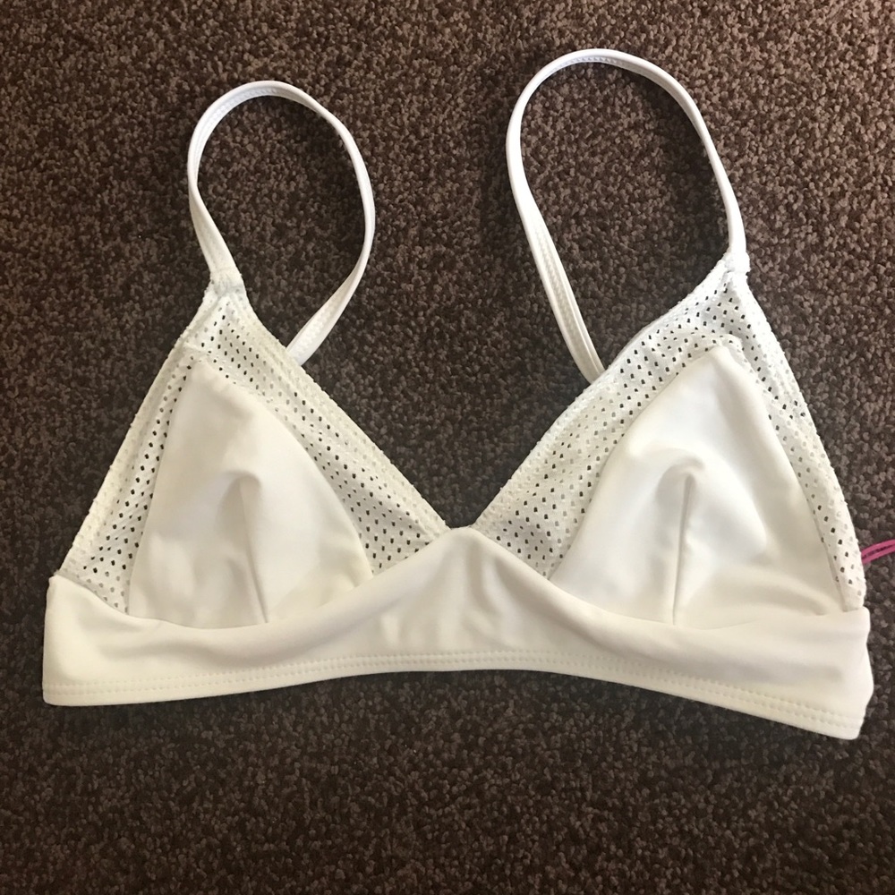 White retro cup-less swim top