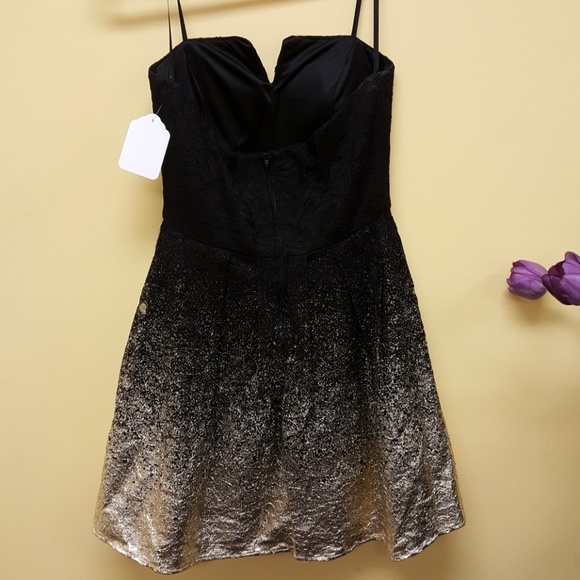 B smart strapless black ombre to gold foil dress L2 - Picture 3 of 7