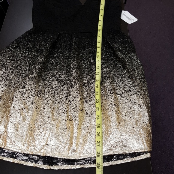 B smart strapless black ombre to gold foil dress L2 - Picture 4 of 7