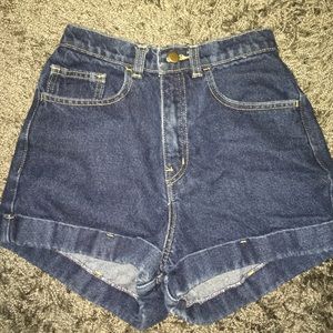 American Apparel High Waisted Denim Cuff Shorts
