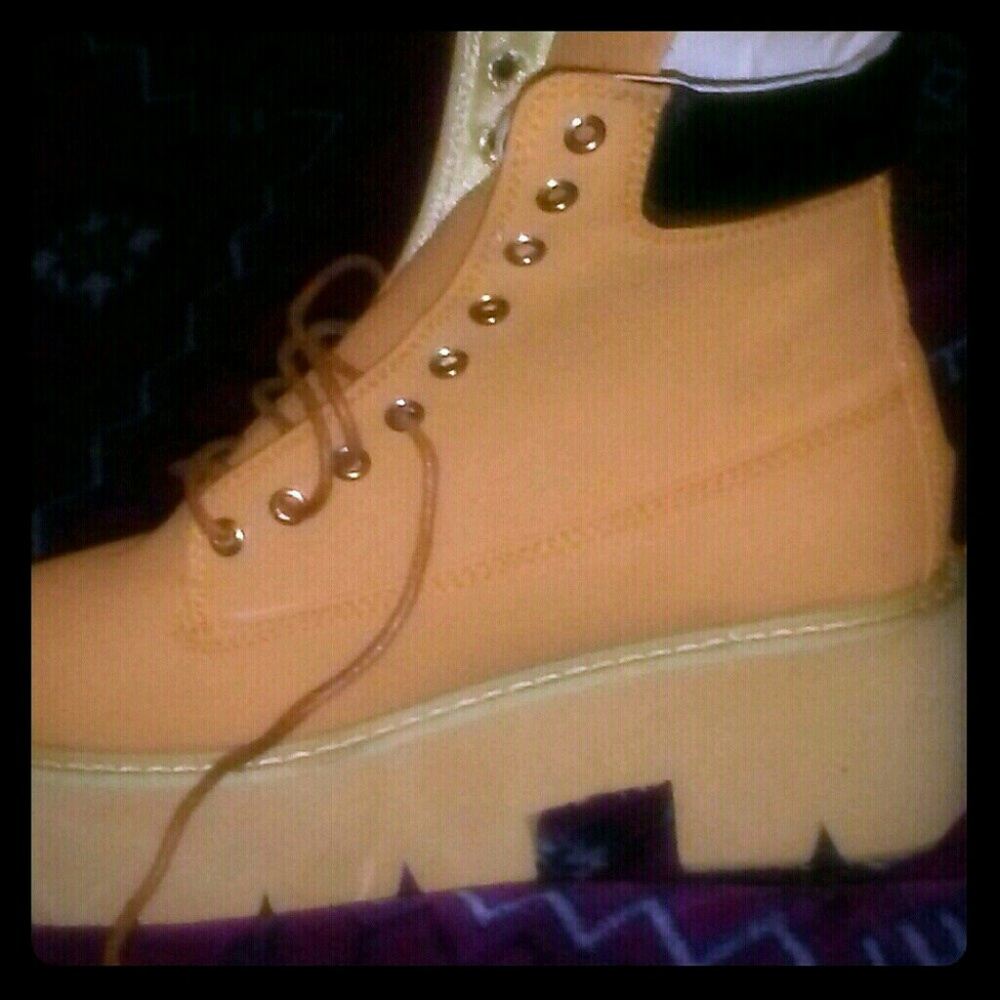Tan combat boots
