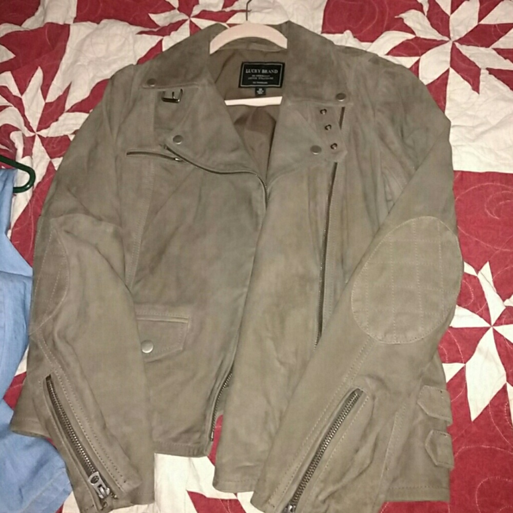 Lucky Brand suede moto jacket m flash! nwot