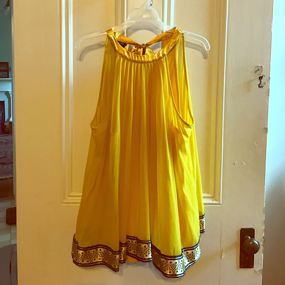 Yellow sleeveless blouse
