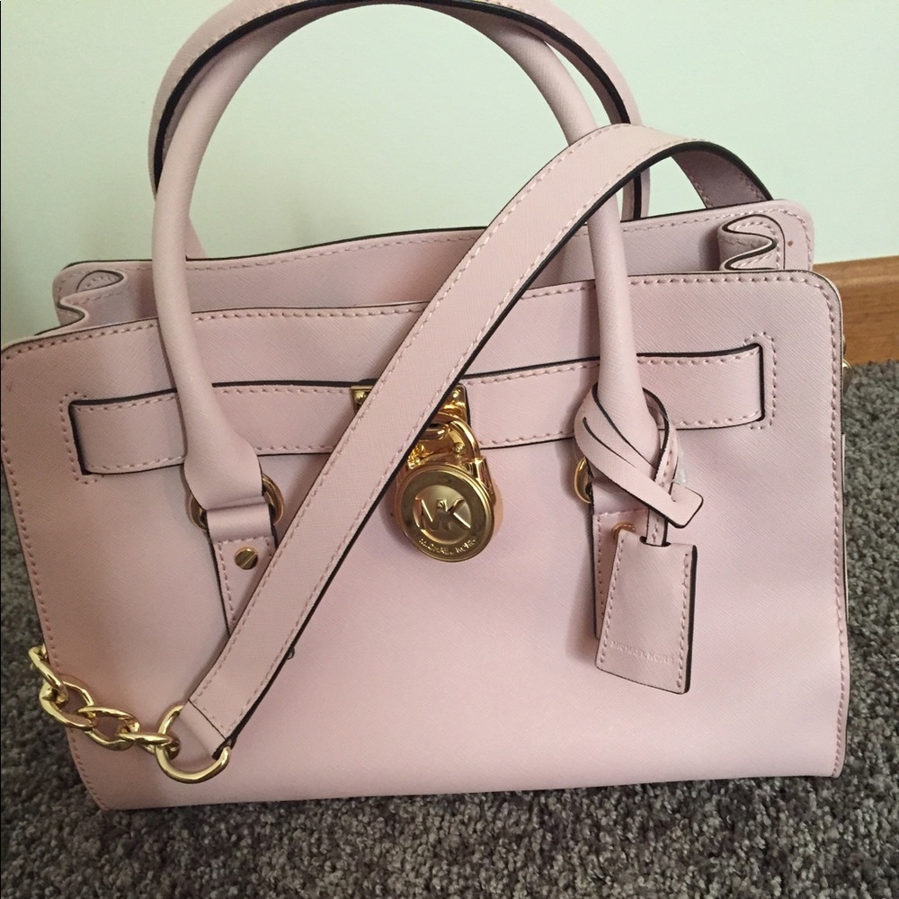 MK  Studio Hamilton Saffiano Leather Satchel- Pink