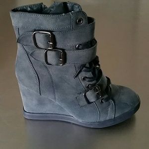 Dark Blue Sneaker Wedges
