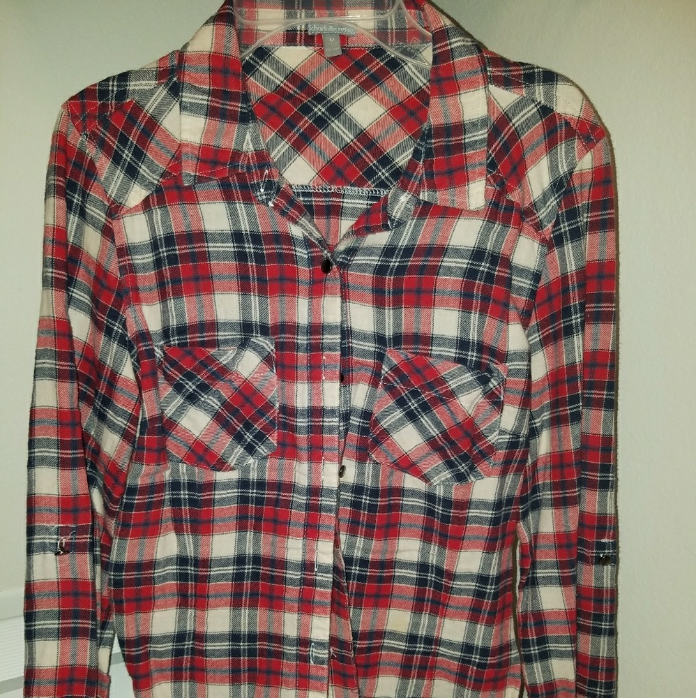 Fitted plaid flannel shirt