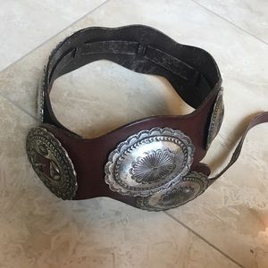 RALPH LAUREN brown leather heavy concho belt