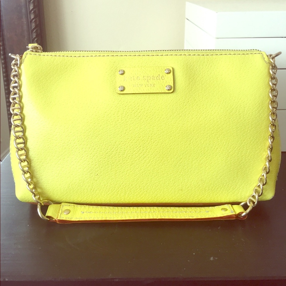 Kate Spade Neon Yellow Leather Chain Strap Bag