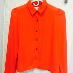 Orange lightweight button down w/gold detailing