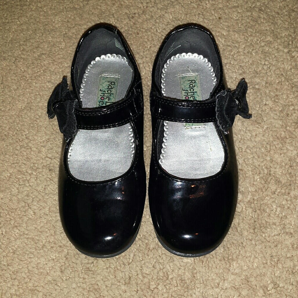little girls black with side bow dress shoes