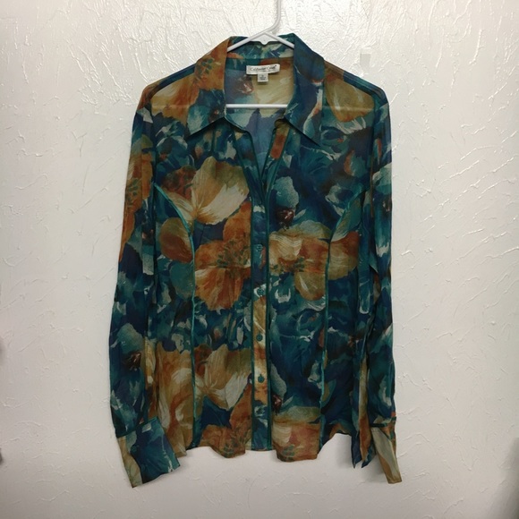 Coldwater Creek floral blouse - Picture 1 of 3