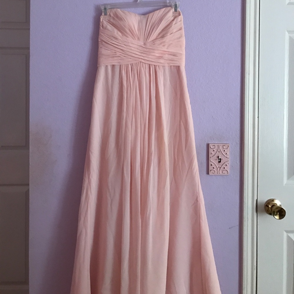 Strapless pink prom dress