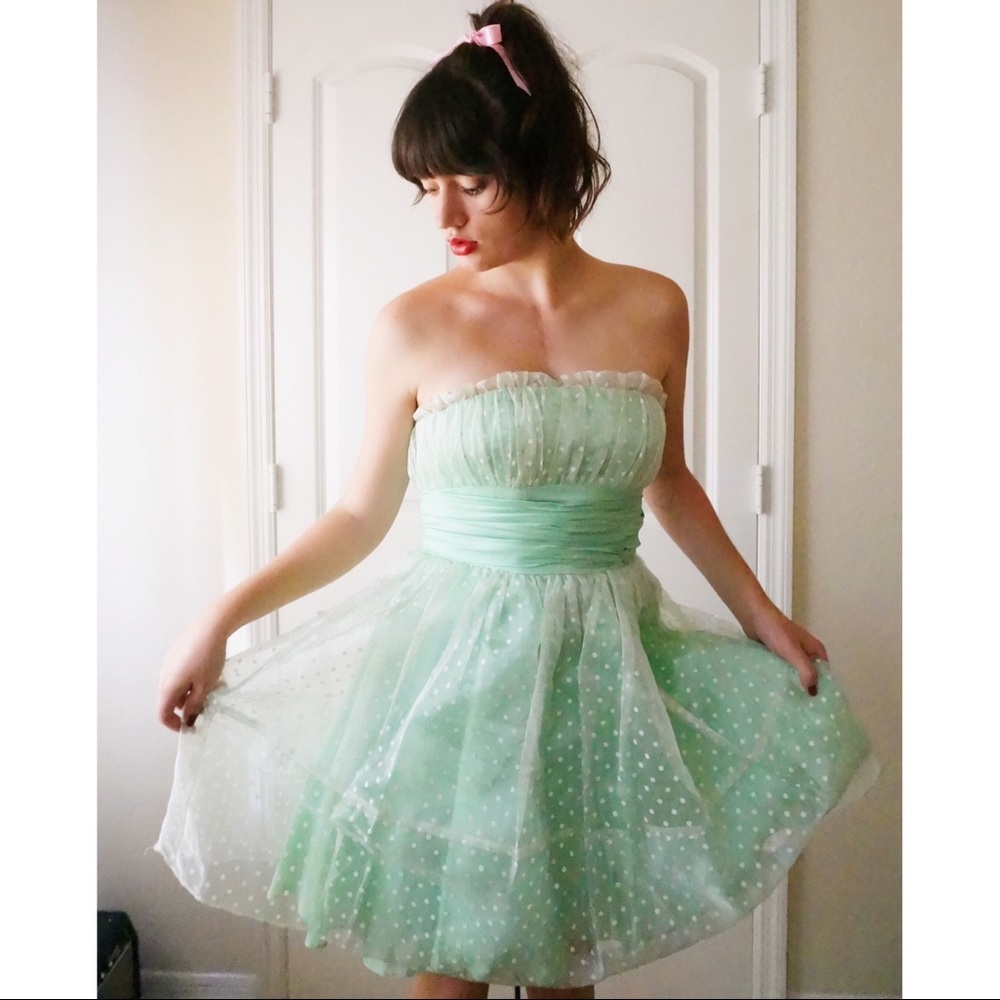 Mint Polkadot Betsey Johnson Prom Dress