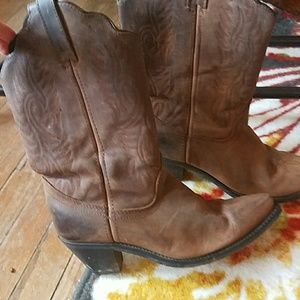 Brown leather cowboy boots women's