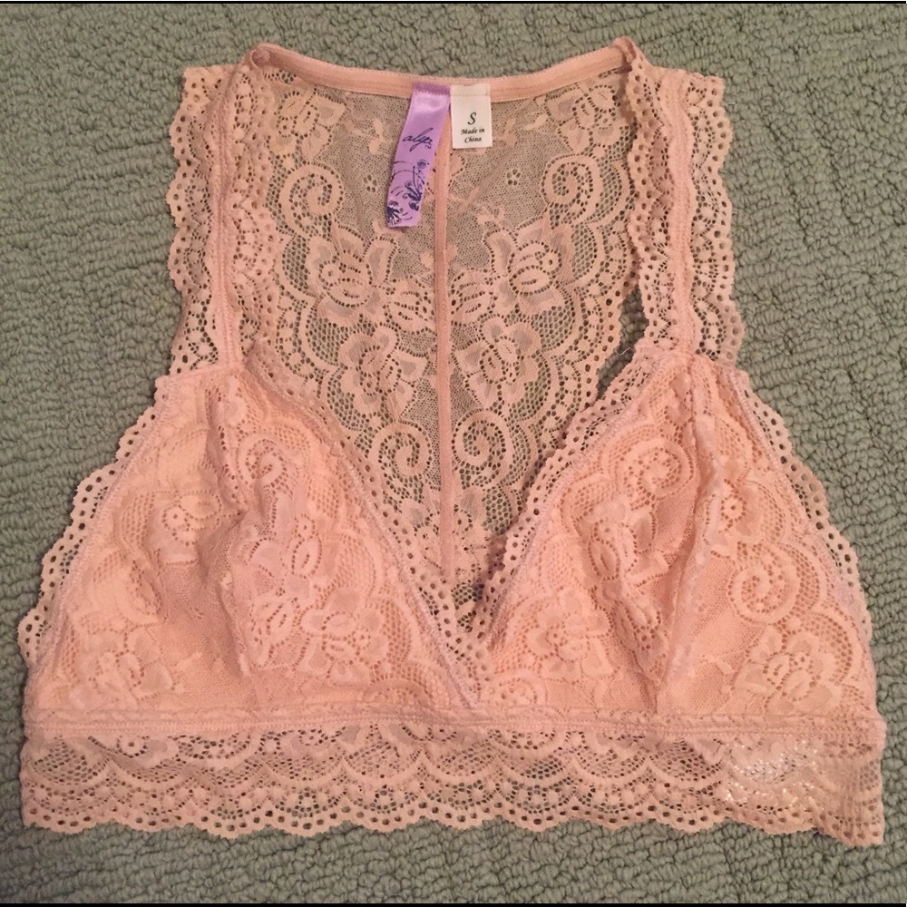Peach lace racerback bralette
