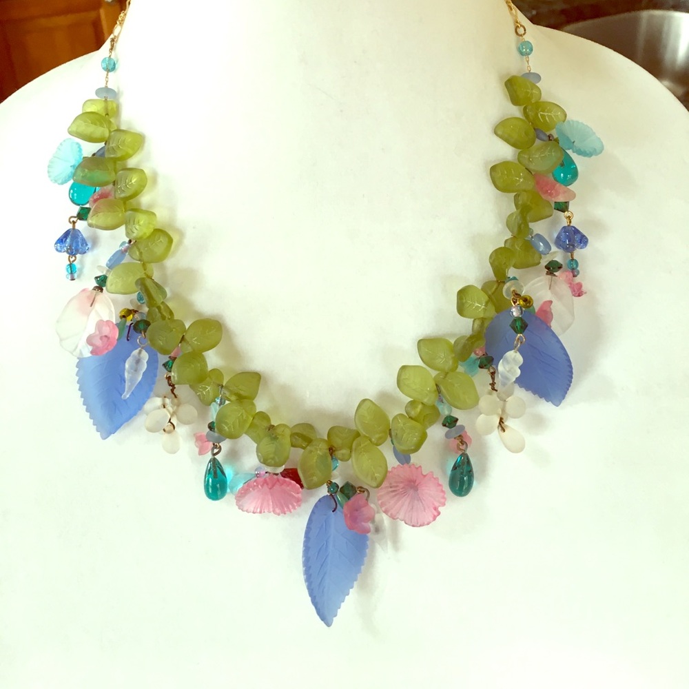 Lucy Isaacs Antique Czech Glass Flower Necklace