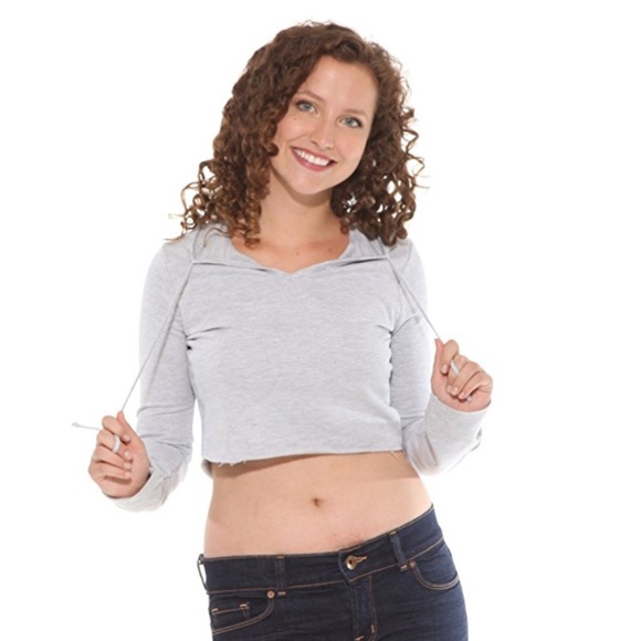 Grey Crop Hoodie - Picture 2 of 4