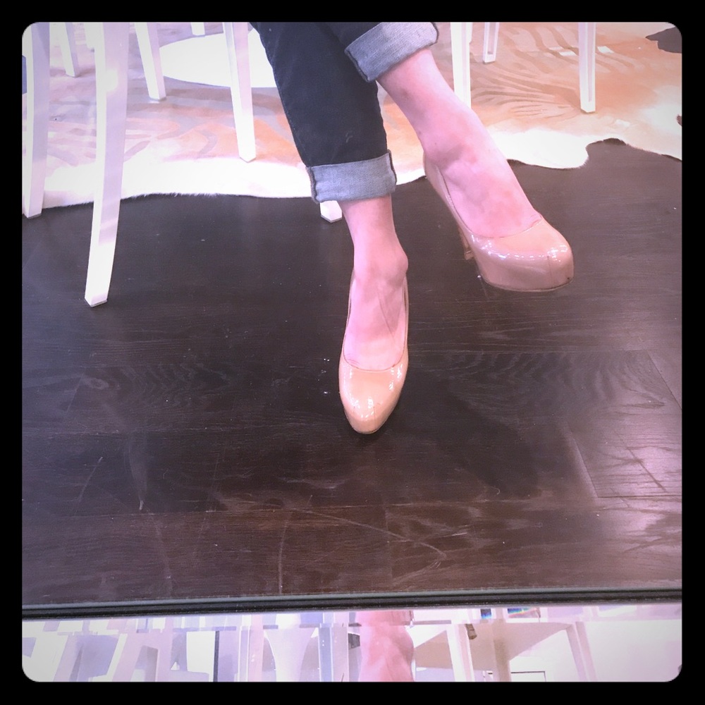 Brian Atwood Maniac pumps in nude patent leather