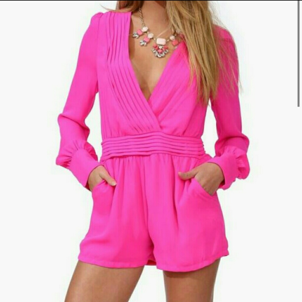Cotton candy Long Sleeve Chiffon Romper