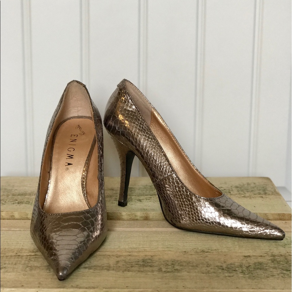 Gold Snake Skin Patterned Heels